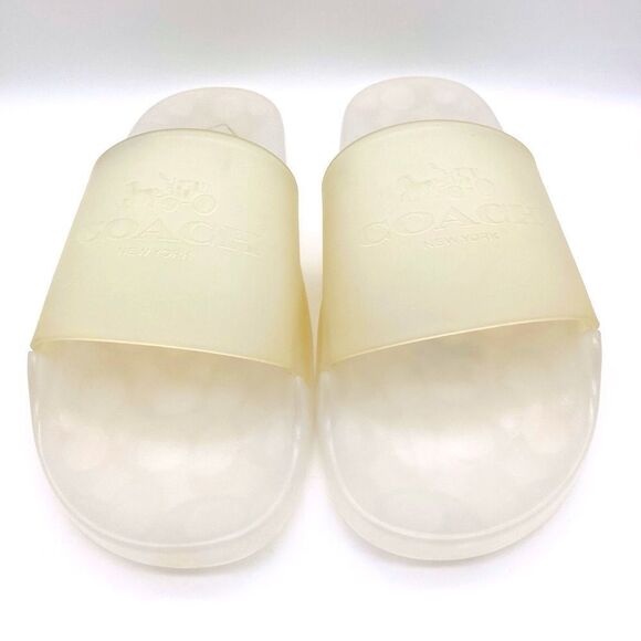 NWT Coach Men’s Clear Slide Chalk Sandals Size 9D - Picture 1 of 8